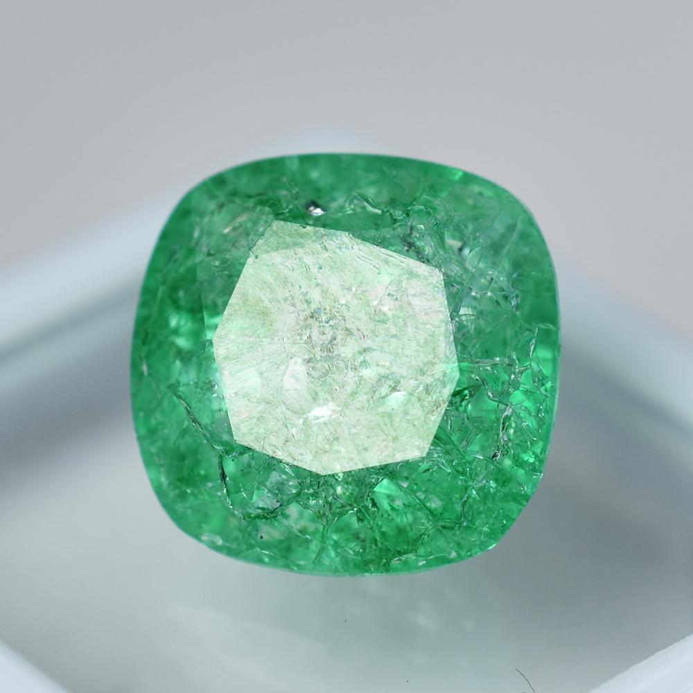 12.40 Ct Square Cushion Natural Green Emerald A++ Loose Gemstone