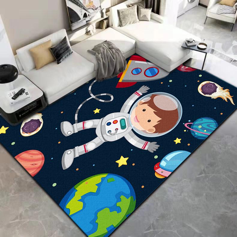Cartoon Astronaut Carpet Camping Cushion Floor Mat Living Room Game Area Rug Floor Mat Children's Room Play Aera Mat Kawaii Rug