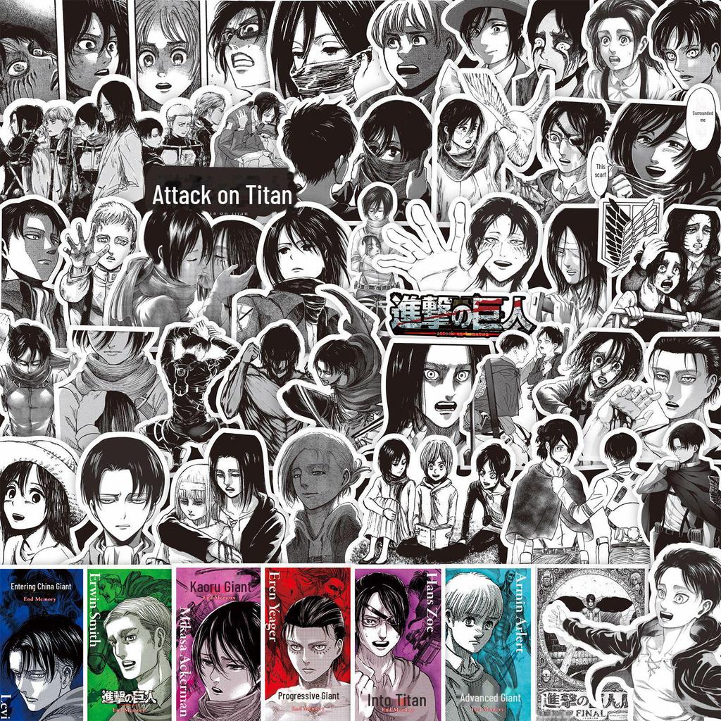 1000 черно-белых аниме-наклеек: Demon Slayer, One Piece и многое другое для украшения блокнота