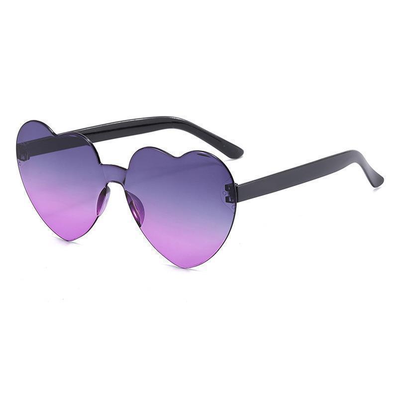 Transparent jelly color love glasses, men's and women's peach heart anti-ultraviolet sunglasses, European and American heart-shaped one-piece sun
