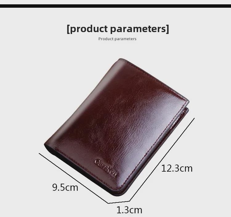 Мужской короткий кошелек на молнии из вощеной кожи - большая вместимость, многофункциональный дизайн