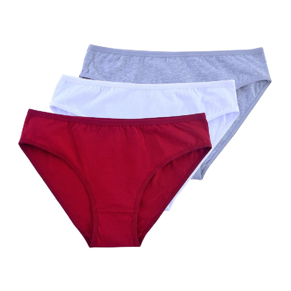 3 шт. женское нижнее белье со средней талией, трусы, нижнее белье, большие трусики для девочек, однотонные трусы
