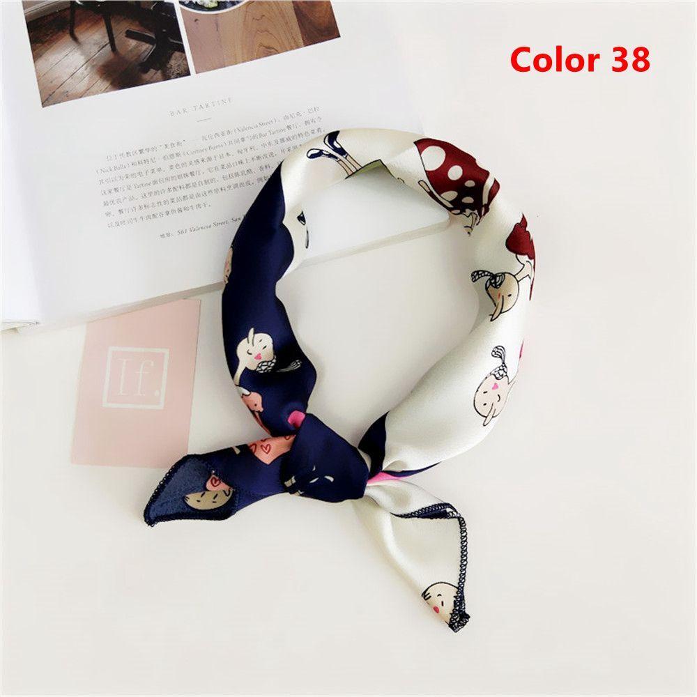 Gifts Women Small Vintage Square Scarf Silk Feel Satin Head Neck Hair Tie Band