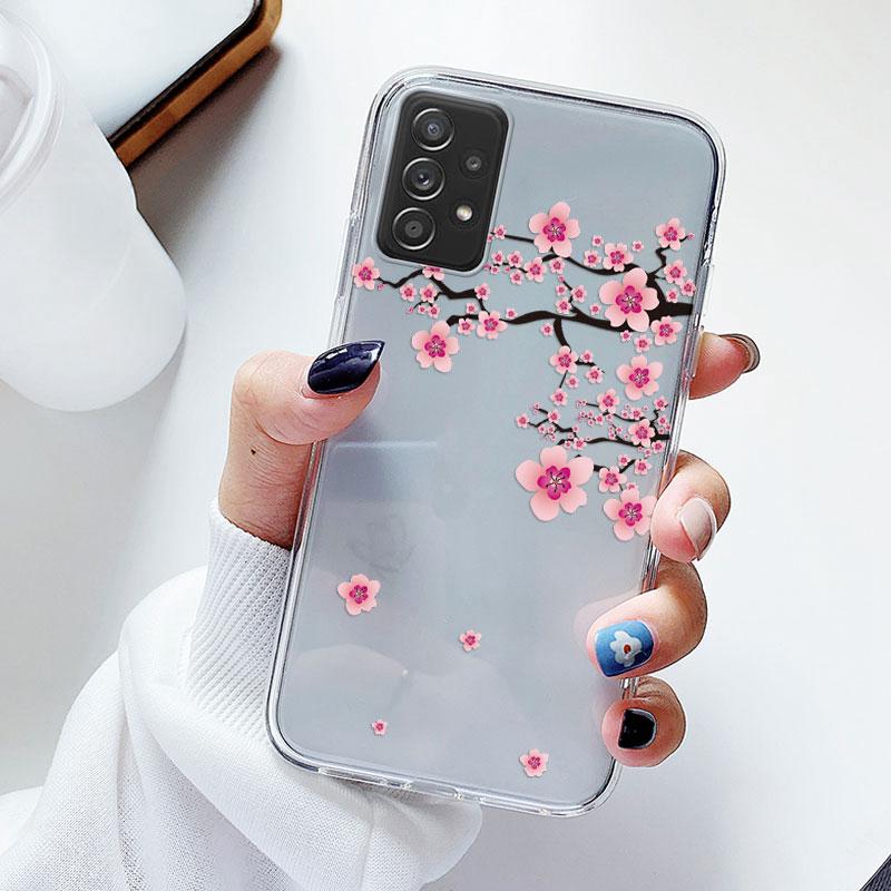 Чехол для телефона Samsung A52s A52 Цветочный силиконовый чехол для Samsung Galaxy A52 Fundas Coque Прозрачный мягкий Capas Цветочный TPU