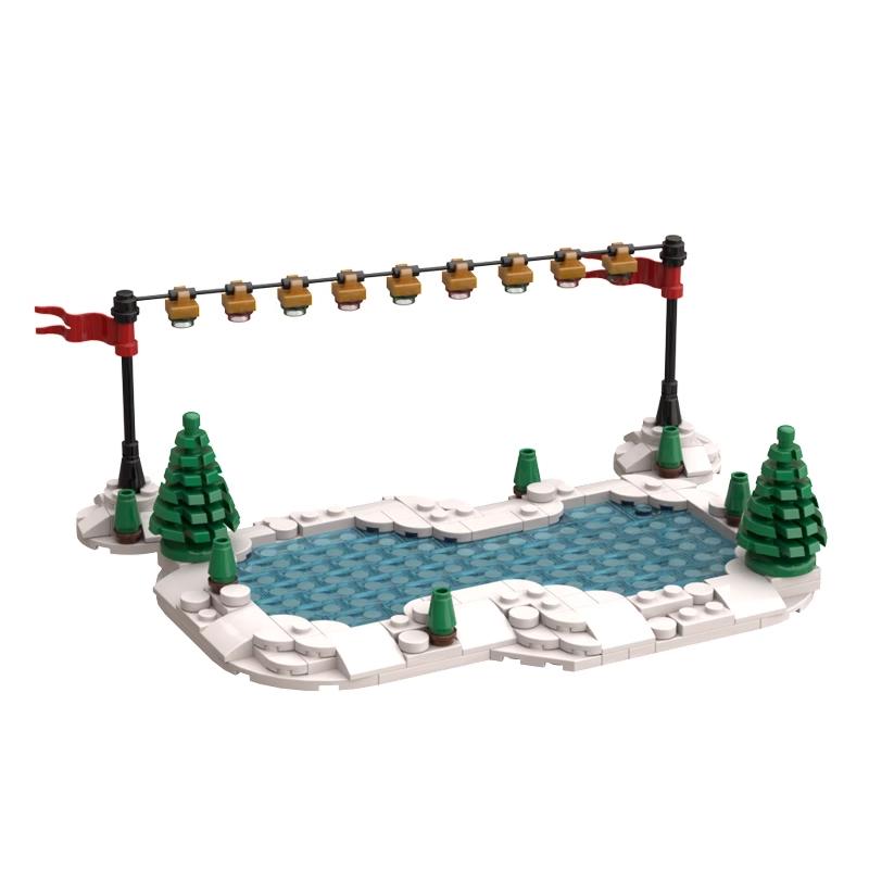 Зимний Рождественский каток MOC сборный конструктор из мелких деталей головоломка игрушка