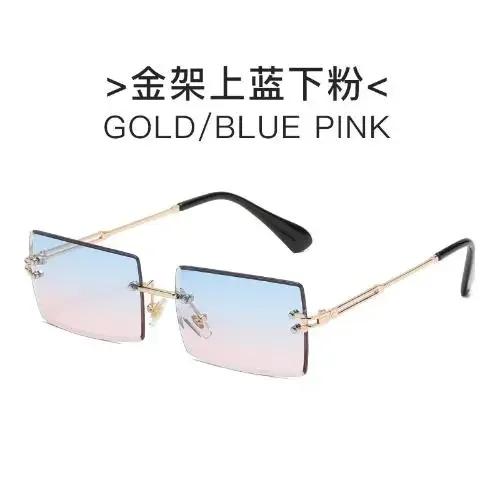 Unisex Small Rimless Sunglasses Man Woman Fashion Gradient Sun Glasses Eyewear Retro Luxury Brand Designer Traveling Shades