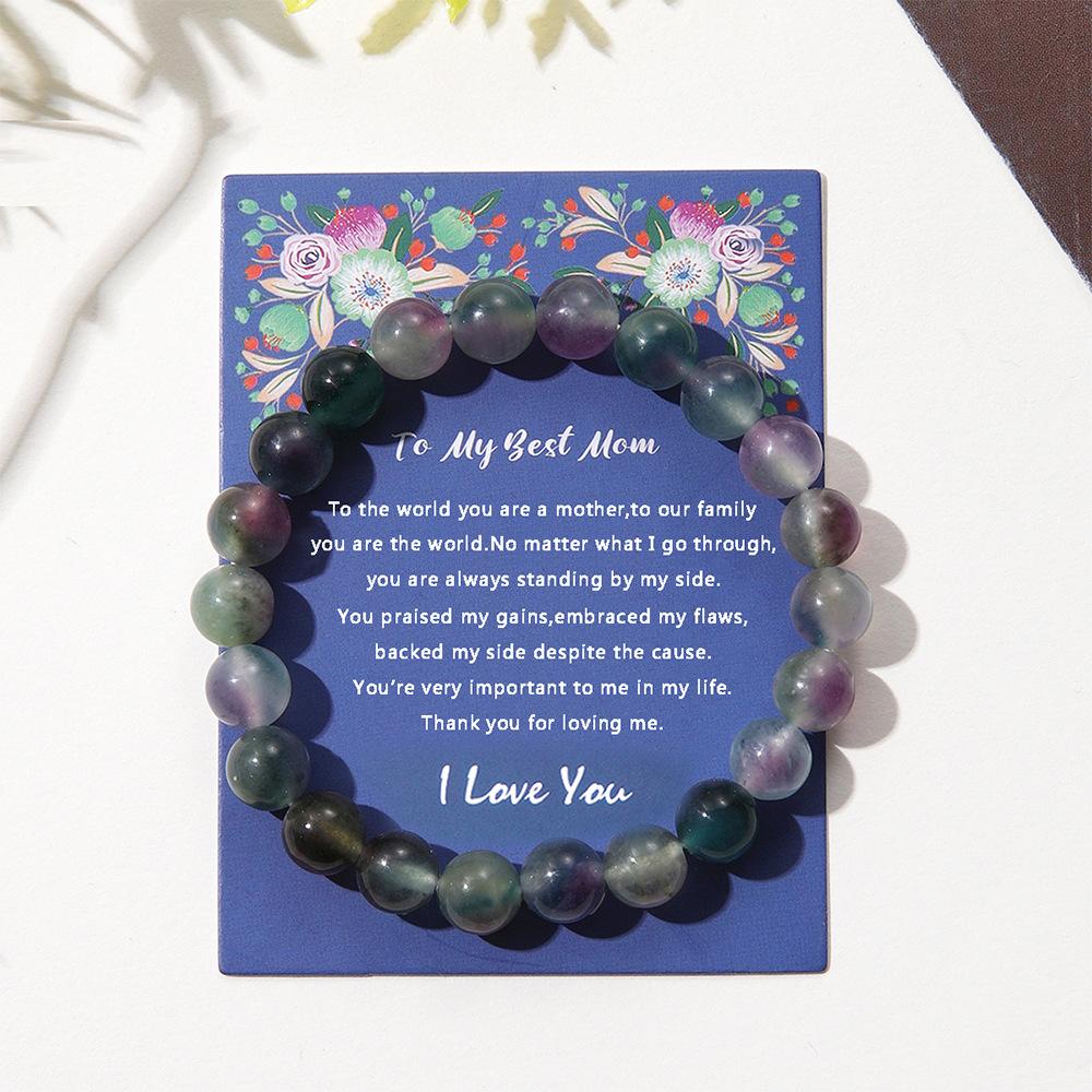 Mother's Day Card Bracelet Colored Natural Stone Crystal Beaded Elastic Bracelet Free Mom Bracelet