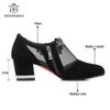 Fashion Women Shoes Sexy Black Hollow Mesh Pointed Heels Female Elegant Flower Shaped Rhinestone Ornament Footwear Ladies 35-43