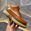 Высокие кожаные ботинки в британском стиле, мужские модные повседневные ботинки на платформе, удобные мужские зимние ботинки со шнуровкой