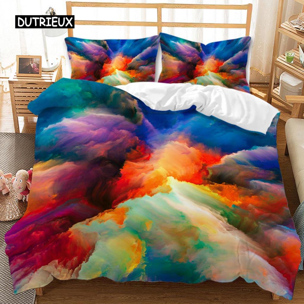 Геометрический узор пододеяльник комплект абстрактные красочные геометрические фигуры комплект постельного белья двуспальный размер Queen King полиэстер стеганый чехол