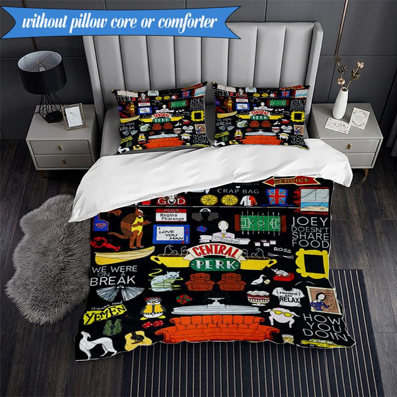 Friends Show Quotes 3pcs K-pop music group Bedding set,Ideal for Bedroom, Dormitory,Including Duvet Cover And 2pcs Pillowcases,Fan gifts