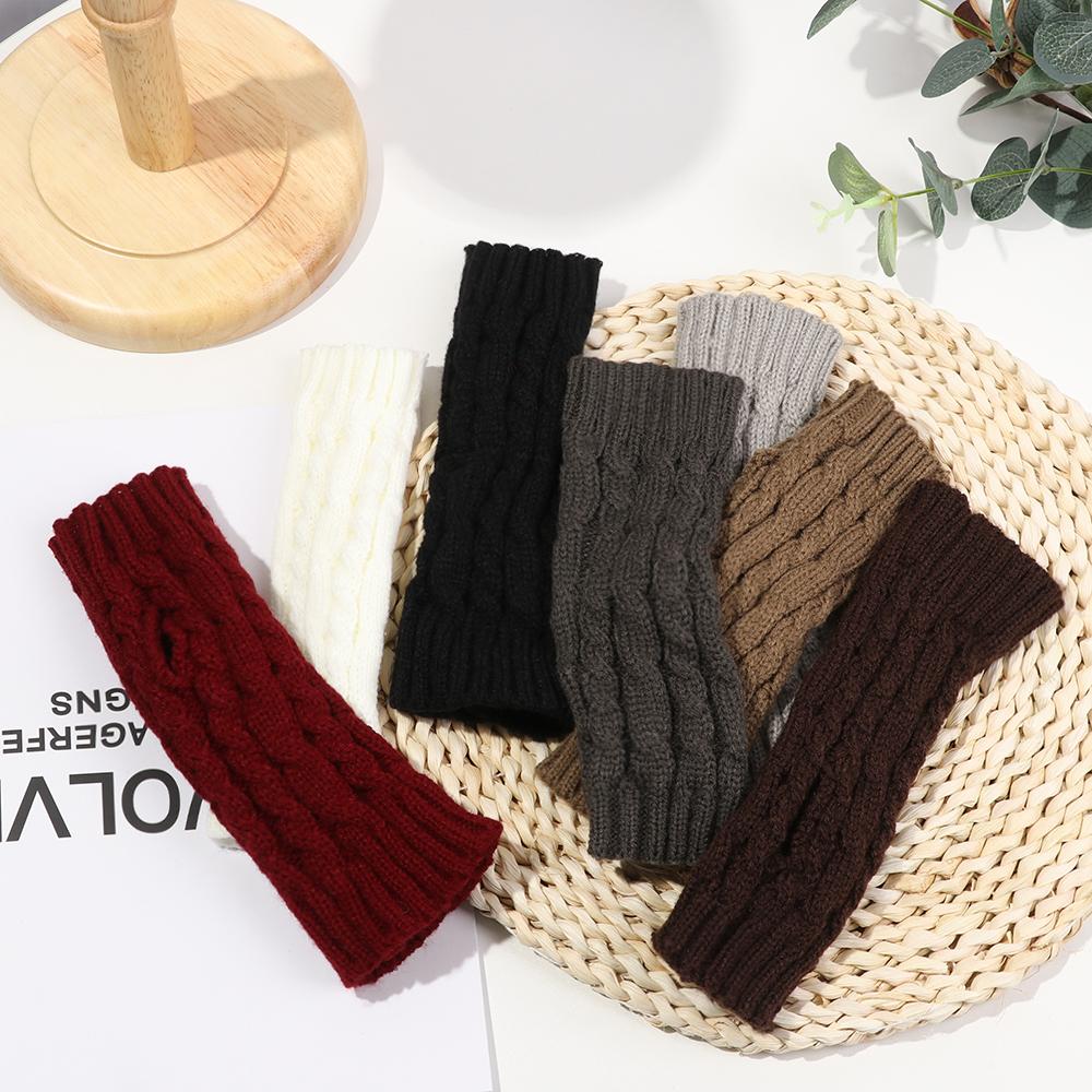 Теплые нарукавники с пуговицами, варежки без пальцев, длинные вязаные перчатки