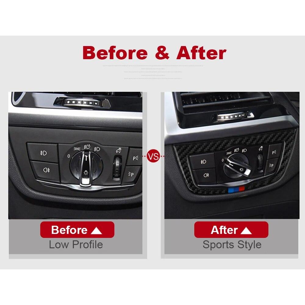 Углеродное волокно, кнопка переключения фар автомобиля, рамка, декоративная наклейка, внутренние модифицированные аксессуары для BMW X3 G01 G08 X4 G02