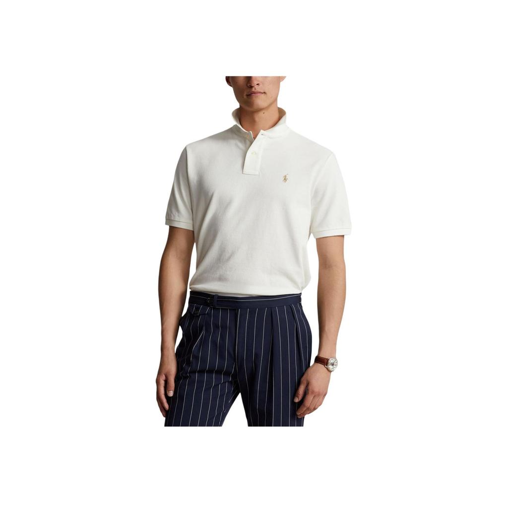 Polo Ralph Lauren Вышитая Пуговичная Футболка-поло с коротким рукавом Мужские топы Белый 710910898-008