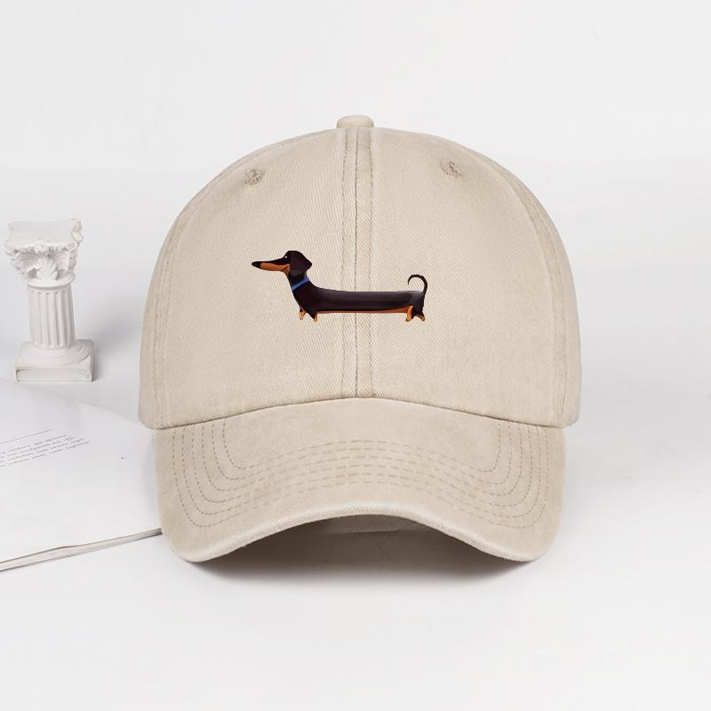 Dachshund Print Washed Baseball Cap Adorable Retro DogThemed Style Perfect for Outdoor Walks and Pet Gatherings The Ideal Gift