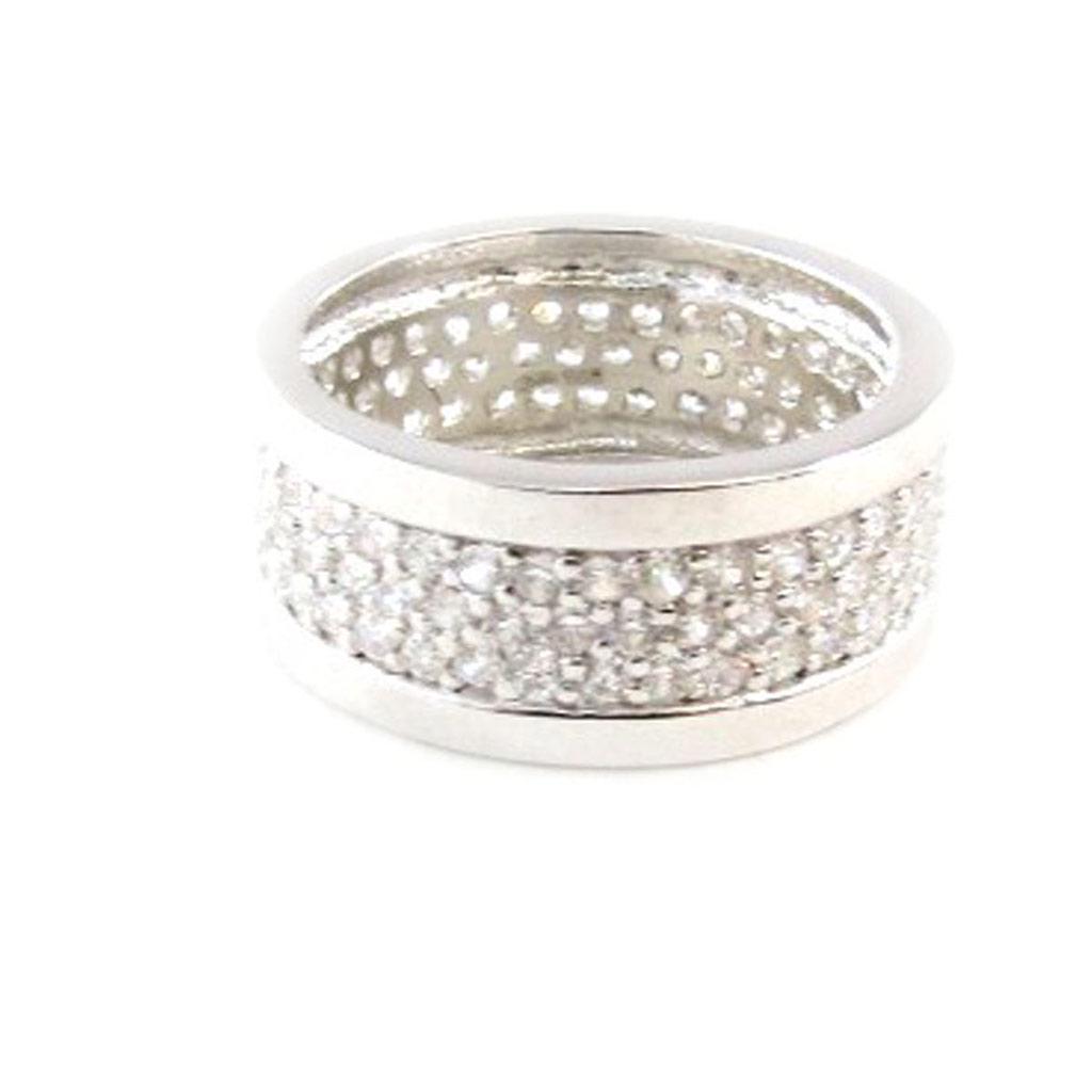 Серебряное обручальное кольцо "Богиня" белое серебро (родий) - 8 мм