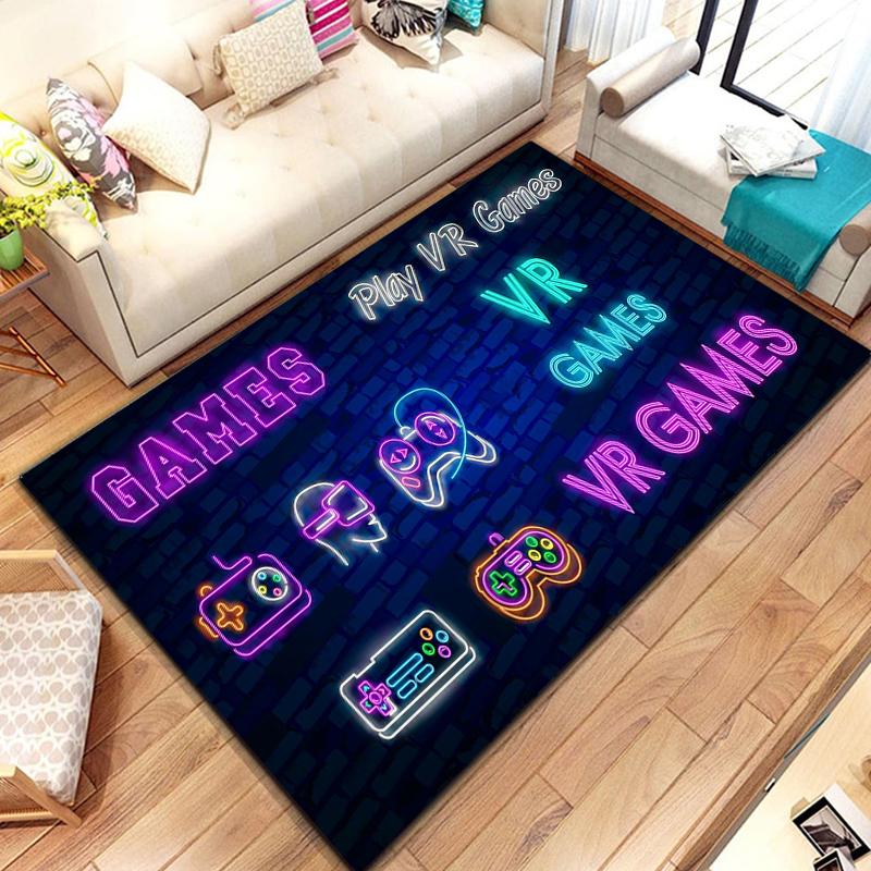 Ковер для геймера, забавные черные коврики для игрового контроллера для детей, мягкий ковер для комнаты, игровой аниме, коврик для стула геймера, большой ковер для гостиной, для мальчиков