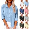 Women's Autumn Solid Color Loose Shirt with Long Sleeves and Buttons, Casual Large Size Shirt