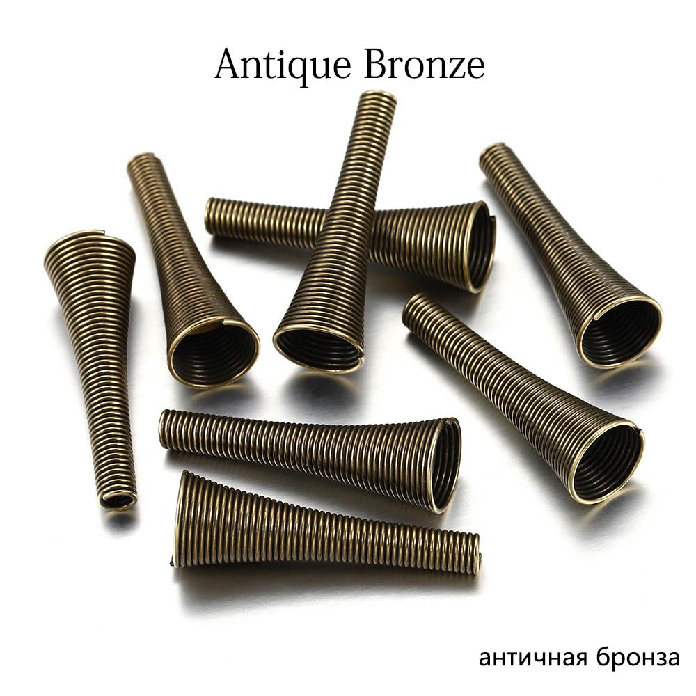 12 шт., металлические пружинные колпачки в форме воронки, шапки для бисера, принадлежности для самостоятельного изготовления бисера, конусные пружинные колпачки для изготовления ювелирных изделий, аксессуары