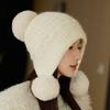 Шапка из меха кролика женская толстая вязаная шапка зимняя защитная шерстяная шапка