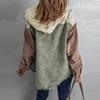 Women's  Corduroy Shawl Jacket Long Sleeve Buckle Color Matching Hooded Jacket With Pocket
