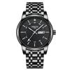 Business Classic Arm Watch Black Stainless Steel Waterproof Analog Stylish Metal Band Casual Present Date Day of the Week Watch Fluorescent Men Watch