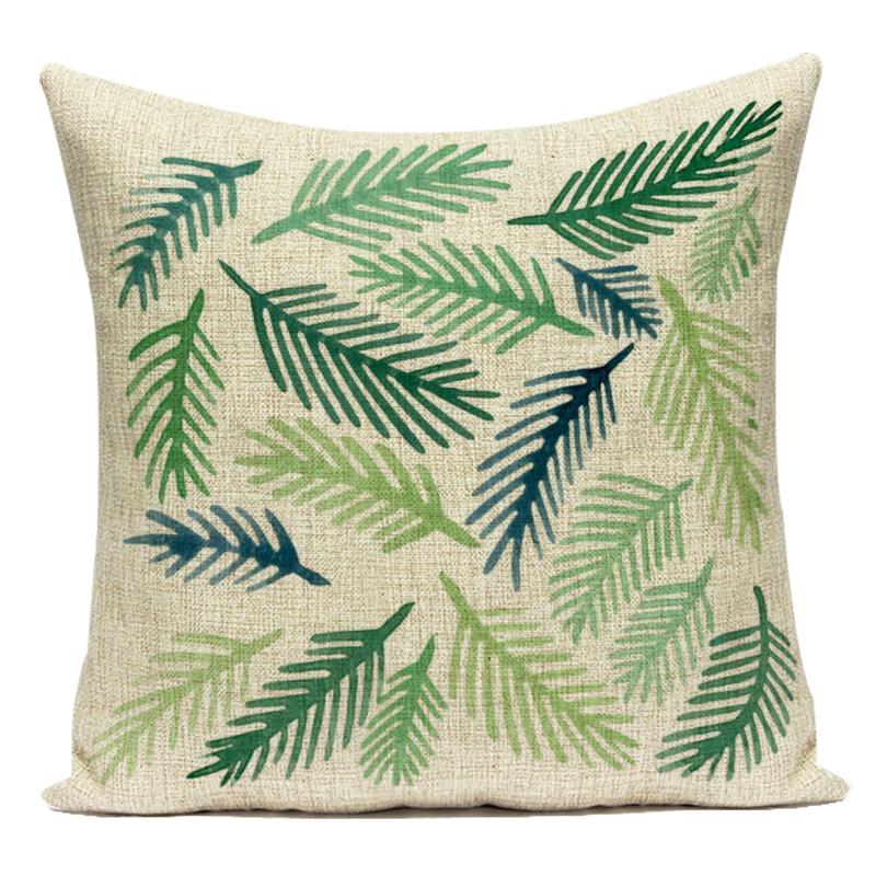 Tropical Green Plant Leaf Cactus Palm Polyester Pillow Case Sofa Home Decoration Cushion Cover Pillowcase for Living Room