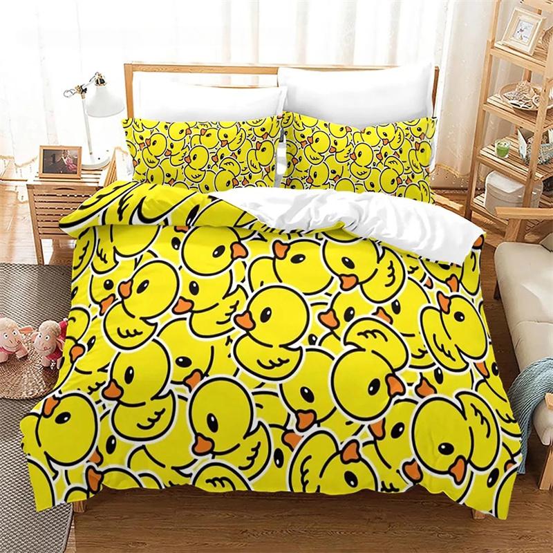 Yellow Duck Bedding Set Single Twin Full Queen King Size Little Duck Bed Set Aldult Boys Bedroom Duvet Cover Sets 3D Print