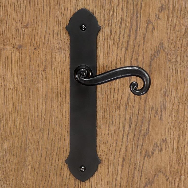 MALTA door handle with plate without hole BLACK