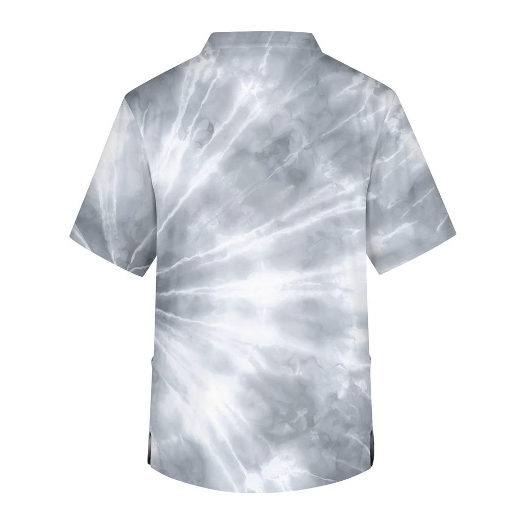 Мужская рабочая блузка с короткими рукавами и v-образным вырезом с принтом, топ с нагрудным карманом