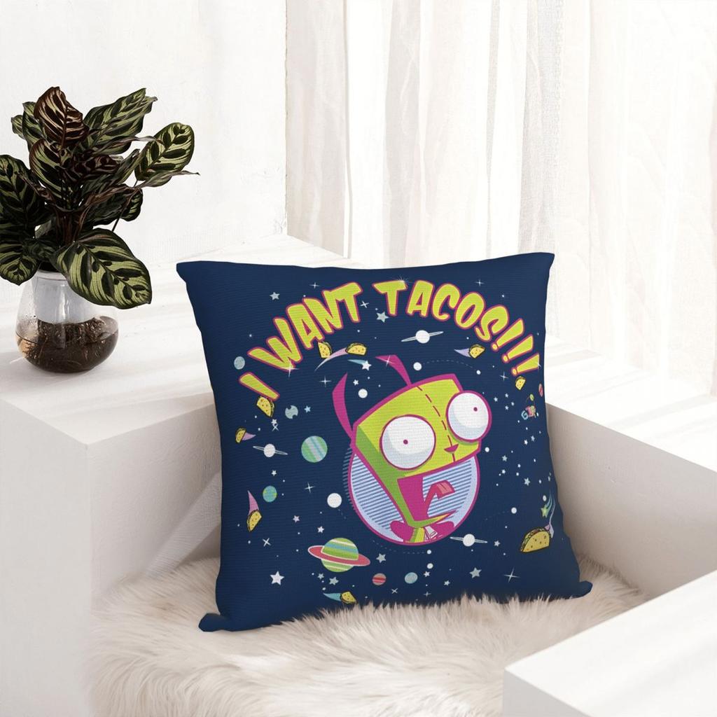 Invaders Zims Gir Wants Tacos Pillow Case Cushion Cover Polyester Decorative Pillowcase For Sofa 45X45Cm