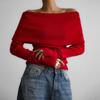 Women's Fall Spring Off Shoulder Sweaters Y2K Long Sleeve Ribbed Knit Slim Fit Pullover Winter Tops Blouse Going Out Nightout Knit Tops for Women