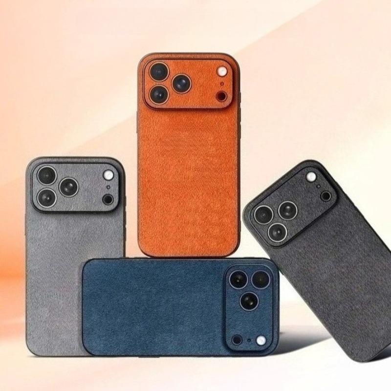 Чехол для телефона из алькантары с точным вырезом под камеру для iPhone 17 Pro Max Air 16 Pro 15 14 Plus 13 12 Mini 11 Силиконовый край Полное покрытие