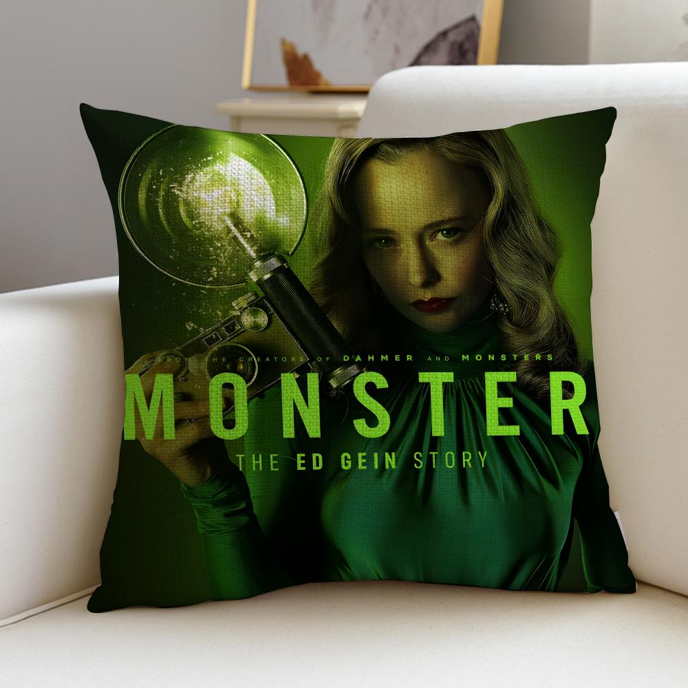 MMonster The Ed Gein StoryS Cushion Cover Breathable and skinfriendly linen pillowcase square removable and washable cushion