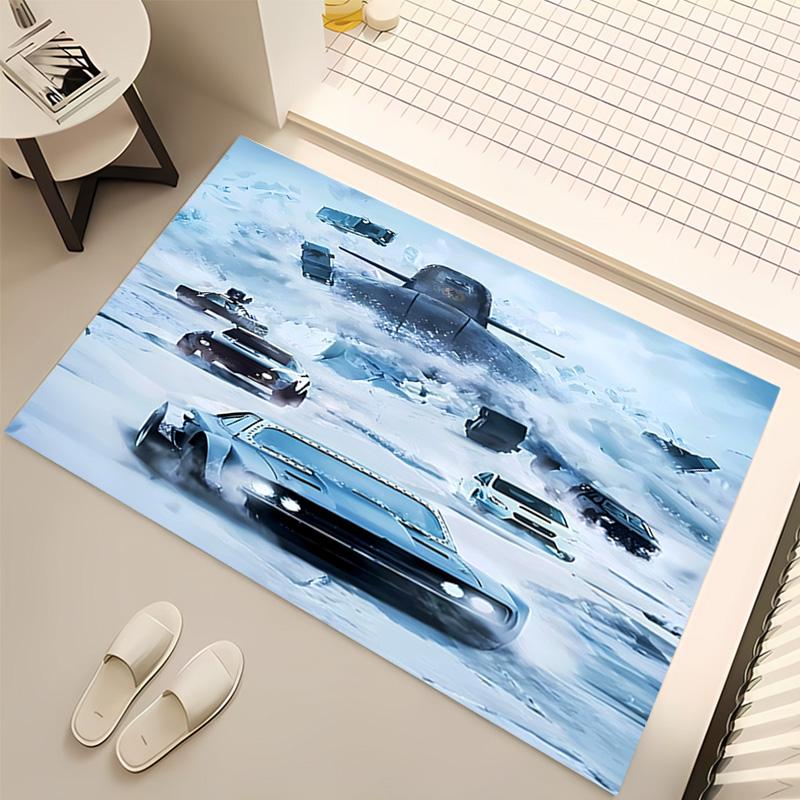 1pc Fast and Furious Print Area Rug - Soft, Washable Non-Slip Indoor Mat, Living Room, Home Office Decorative Rug,Office Decorative