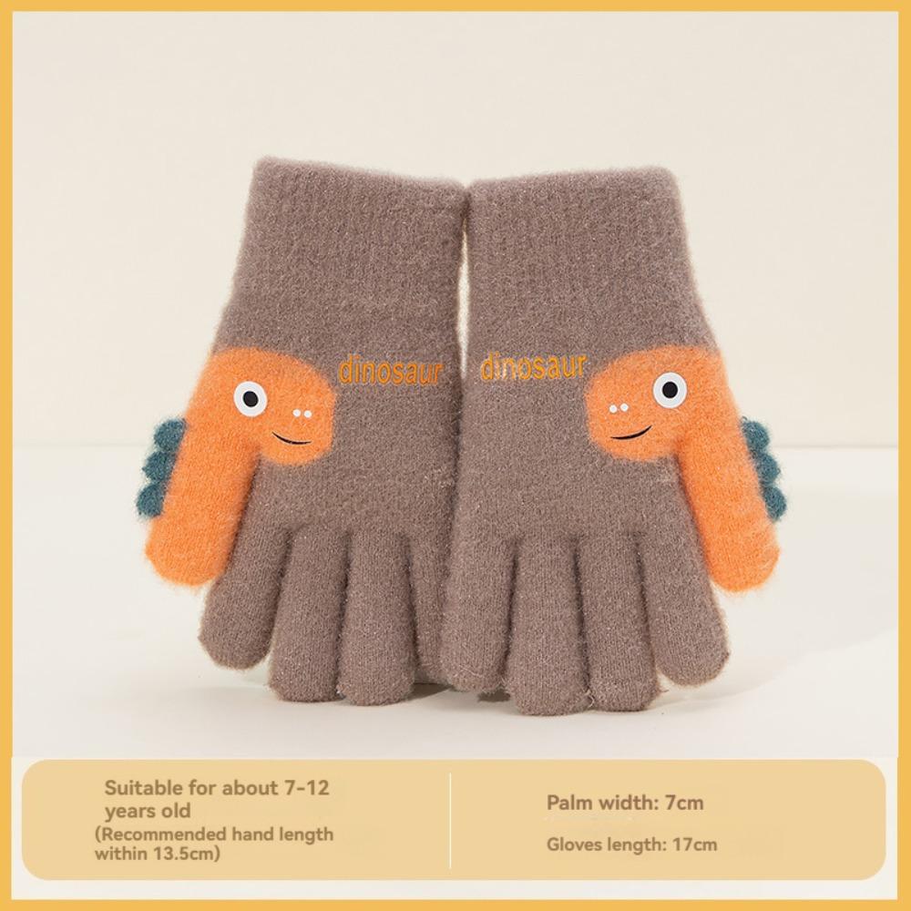 Cartoon Dinosaur Winter Knitted Gloves 7-12 Years Old Kids Gloves  Boys and Girls