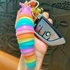 Creative Fidget Slug Keychain Plastic Twist Flexible Fidget Toy Colorful Sensory Slug  Decoration