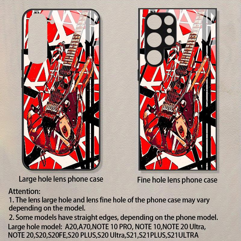 Чехол для телефона 2D с рисунком рок-гитары для Samsung S26 S25 S24 S23 S22 S21 S20 A56 A36 A16 - Стеклянная защитная крышка