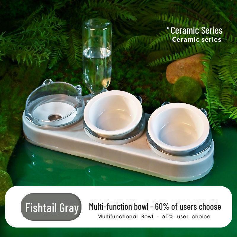 Эргономичная керамическая миска для кошек с автоматическим дозатором воды — защищает шею кошки
