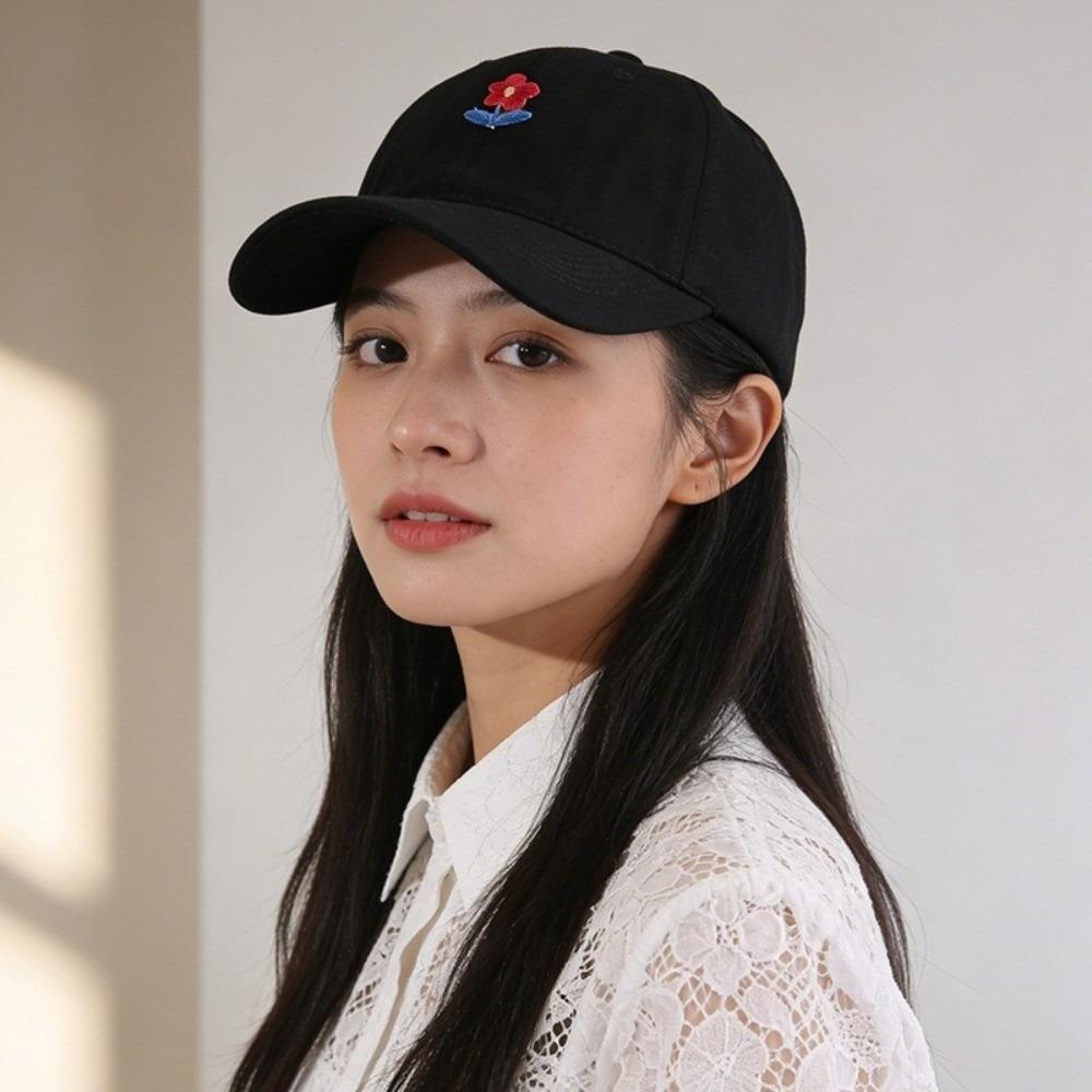 Korean Style Flower Baseball Cap Adjustable Sunshade Casquette Embroidered Peaked Hat  Sports