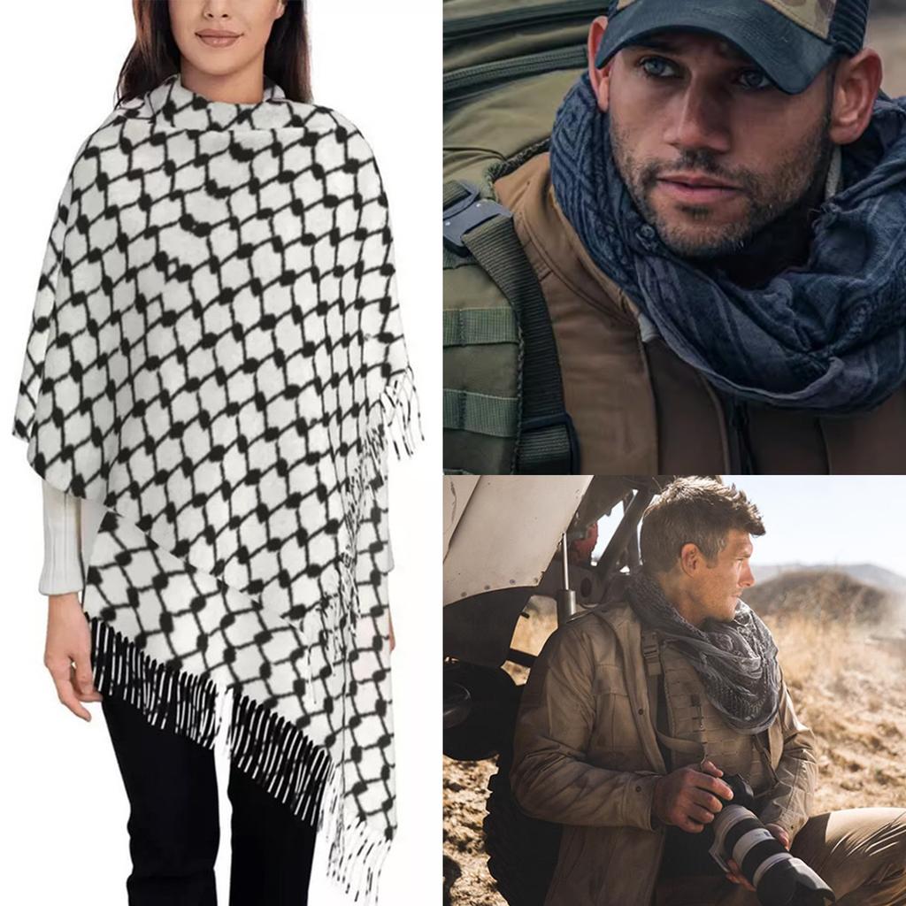 Adult Arab Style Pray Keffiyeh for Wedding Church Outdoor Travel Keffiyeh with Long Tassels Hot Weather Supplies