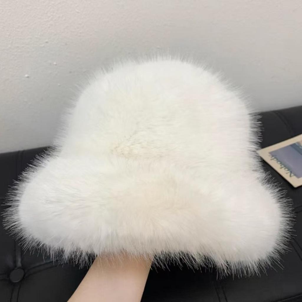 Y2k пушистые искусственные меховые панамы для женщин из кроличьего меха, теплая толстая плюшевая зимняя шапка для женщин, роскошная хип-поп-вечеринка, панама, кепка рыбака