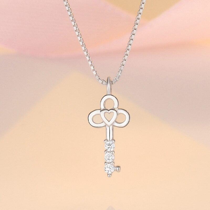 Высокая акция самая низкая цена 925 стерлингового серебра Love Key кубический циркон камни кулон ожерелье для женщин свадьба помолвка подарок