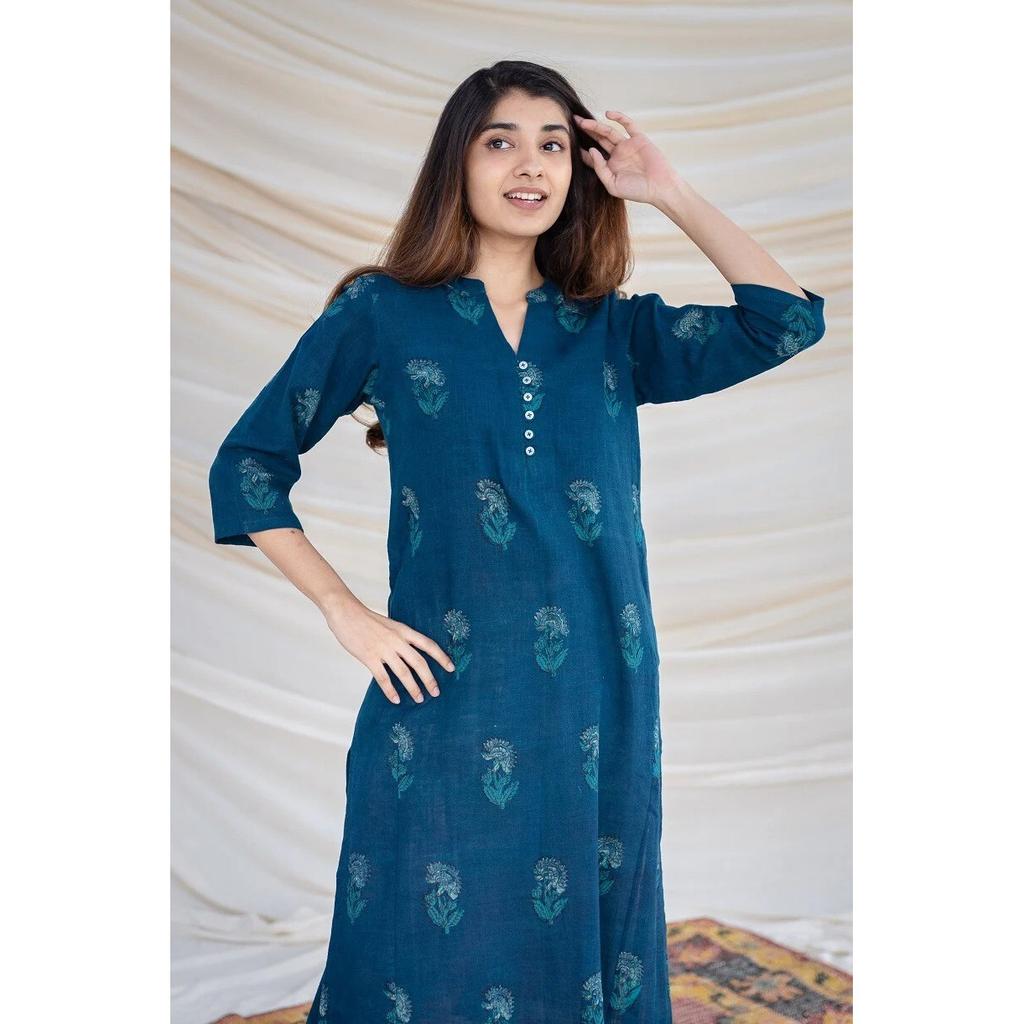 Женский дизайнерский курти из чистого хлопка Индийская праздничная одежда Топ Туника Курта Комплект брюк SC-2210a