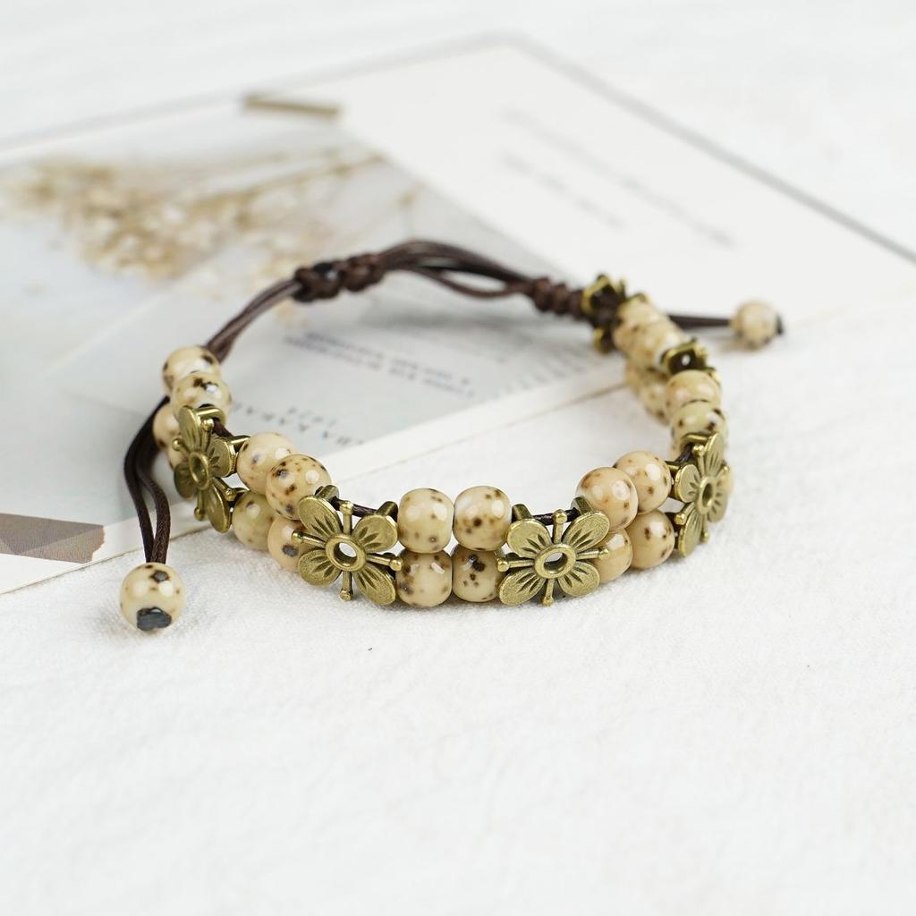 Керамический браслет с цветами не выцветает и регулируется. Новая китайская веревочная бижутерия оптом