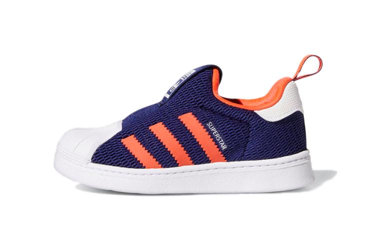 adidas Оригиналы SUPERSTAR 360 Устойчивые к истиранию Низкие кеды для малышей Синие Оранжевые Для младенцев и малышей Q46323
