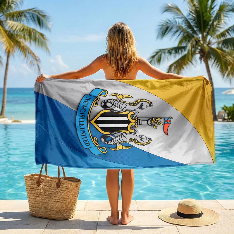 Пляжное полотенце Newcastle United Football Мягкое из микрофибры Летнее полотенце Быстросохнущее Впитывающее полотенце для пляжа Бассейна Путешествий