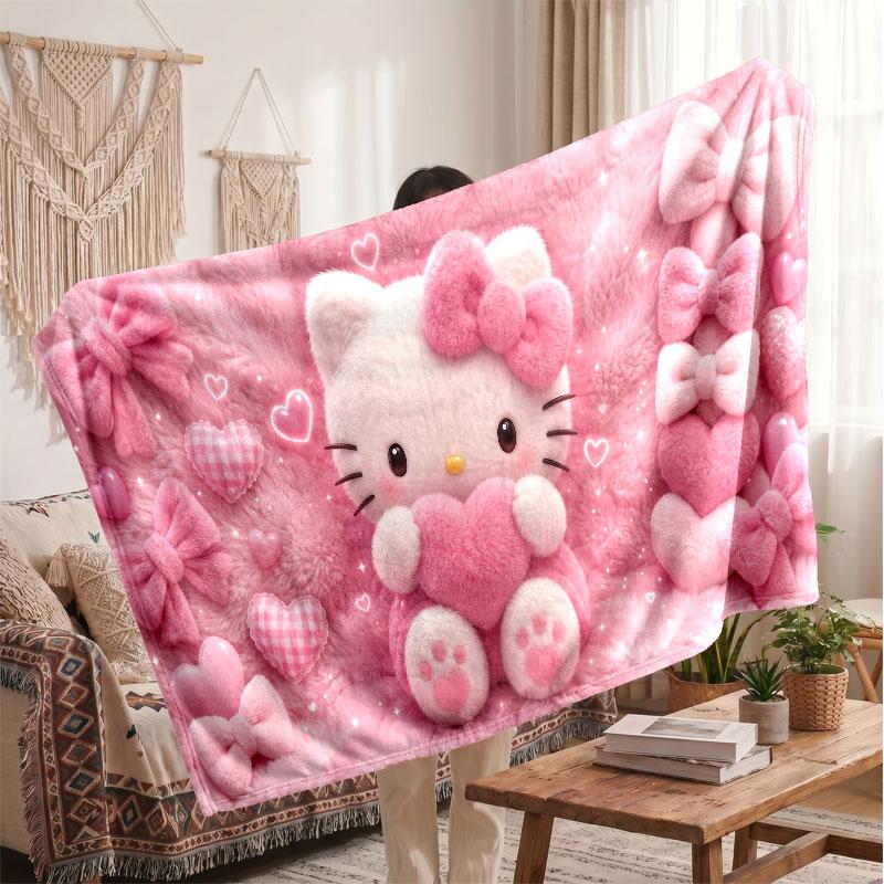 Warm Flannel BlanketHello Kitty Soft Cozy Throw Blanket for Bedroom Couch