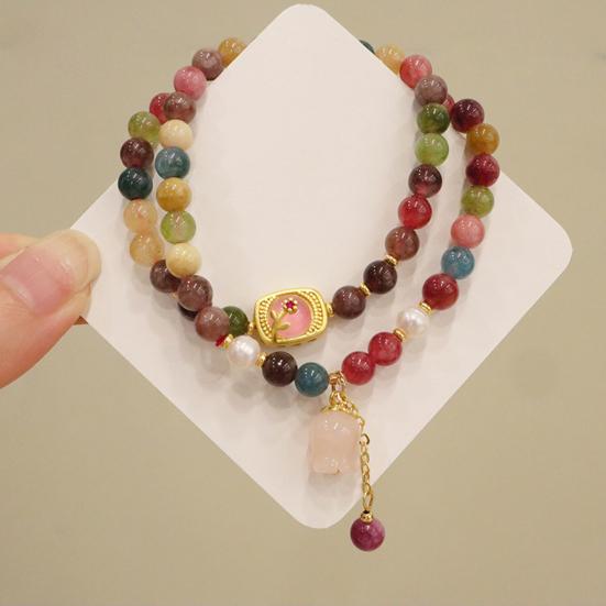 Women Bracelet Colorful Smooth Vintage Aexquisite Elastic Luxury Lightweight Bracelet Release Stress Enhance Well-being Lady Lightweight Bracelet