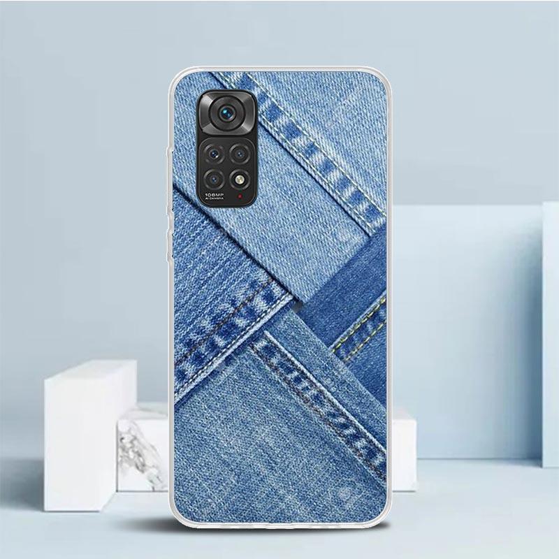 Джинсовый Ковбойский Деним Принт Чехол для Телефона Для Xiaomi Redmi Note 15 14 14S 13 12S 12 Pro Plus 11S 11 11T 11E 10S 10 + Мягкий ТПУ Задняя Сторона C